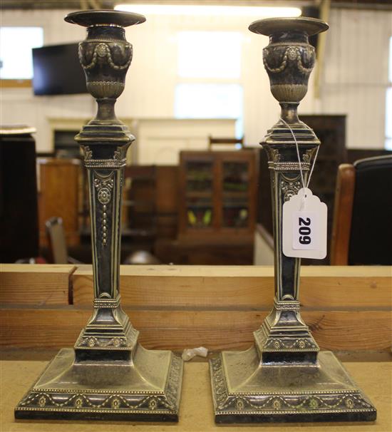 Pair of plated candlesticks